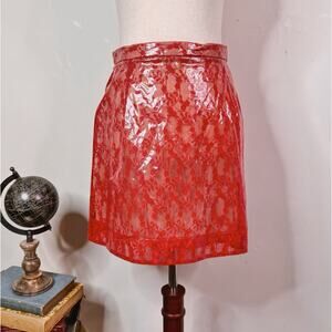 NWT Christopher Kane Plastic Lace Skirt Size 6 Iconic Edgy Avant Garde Fet Red